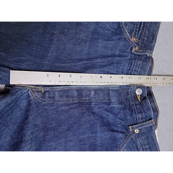 Levis Mens 501 48x34 (36x32) Jeans Straight Button High Cotton Blue Distressed - Picture 8 of 16